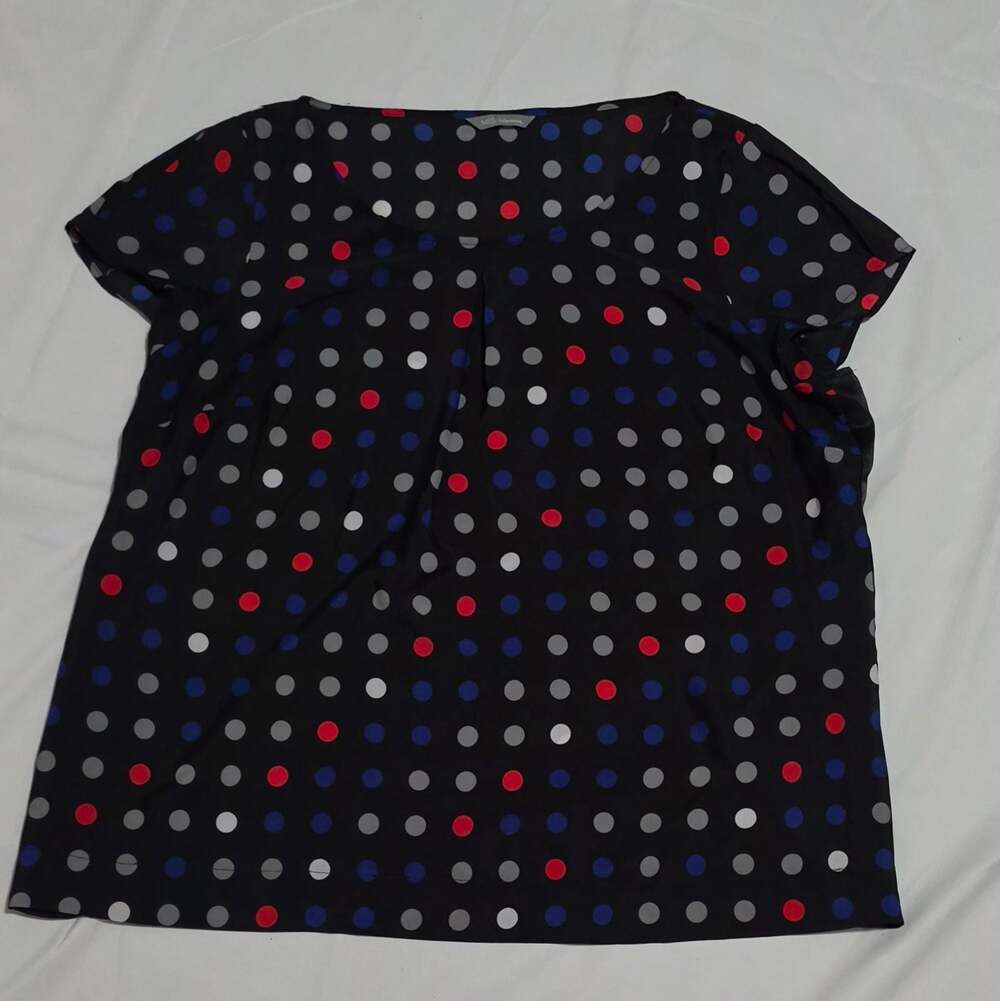 M&S Woman Short Sleeve Polka Dot Patterned Blouse XL
